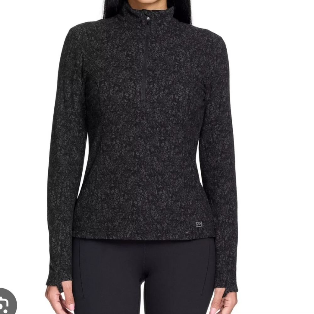 Spyder Active Women‎ Fleece Printed Half Cowl Neck Sweatshirt Charcoal SzS